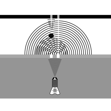 Electron being detected using double-slit